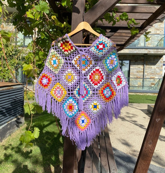 Crochet Poncho for Festival Rave Outfit for Women's, Boho Crochet Poncho for Festival Rave Outfit for Women's, Boho