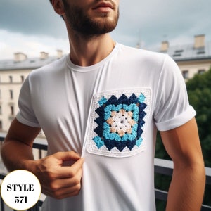 Men Festival T-shirts, Rave Festival Outfit, Granny Square T-Shirts for Festivals, Summer Festival Tee, Rave Basic Festival T-Shirts for Men