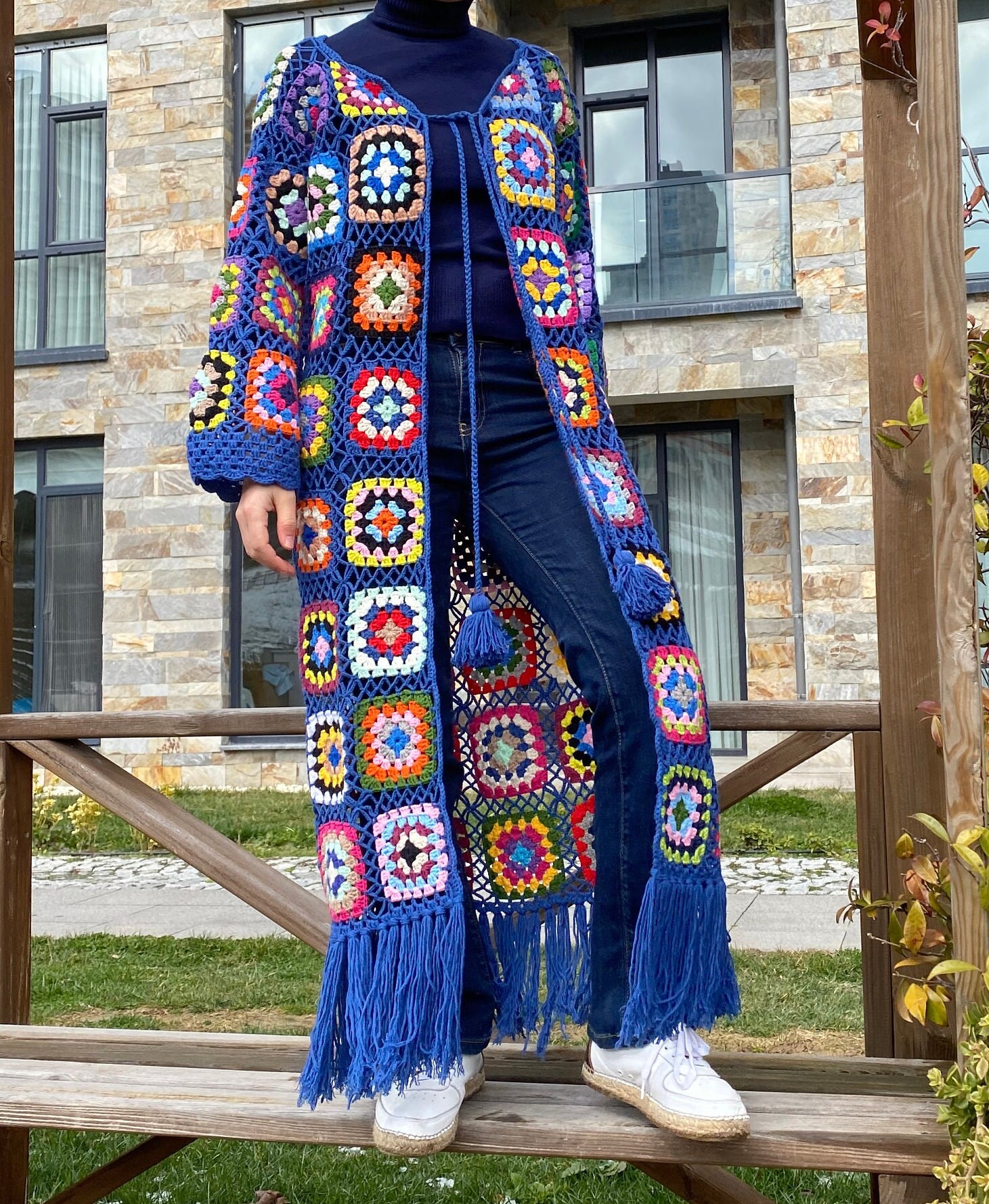 Crochet Cardigan, Granny Square Cardigan, Bohemian Clothing