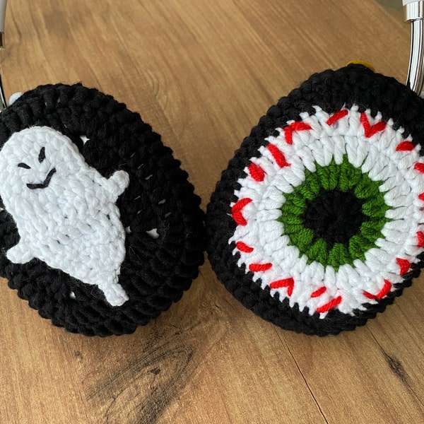 Halloween Airpod Max Cover, Pumpkin, Eye, Candy, Ghost, Witch, Web Airpods Max Crochet Case, Headphone Crochet Cover with Halloween Design