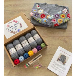 Crochet Kit: DIY Crochet Sweater Project, Beginner Friendly Crochet Kit, Crochet Diy Project Gift, DIY Crochet Sweater, Crochet Lover Gifts image 14