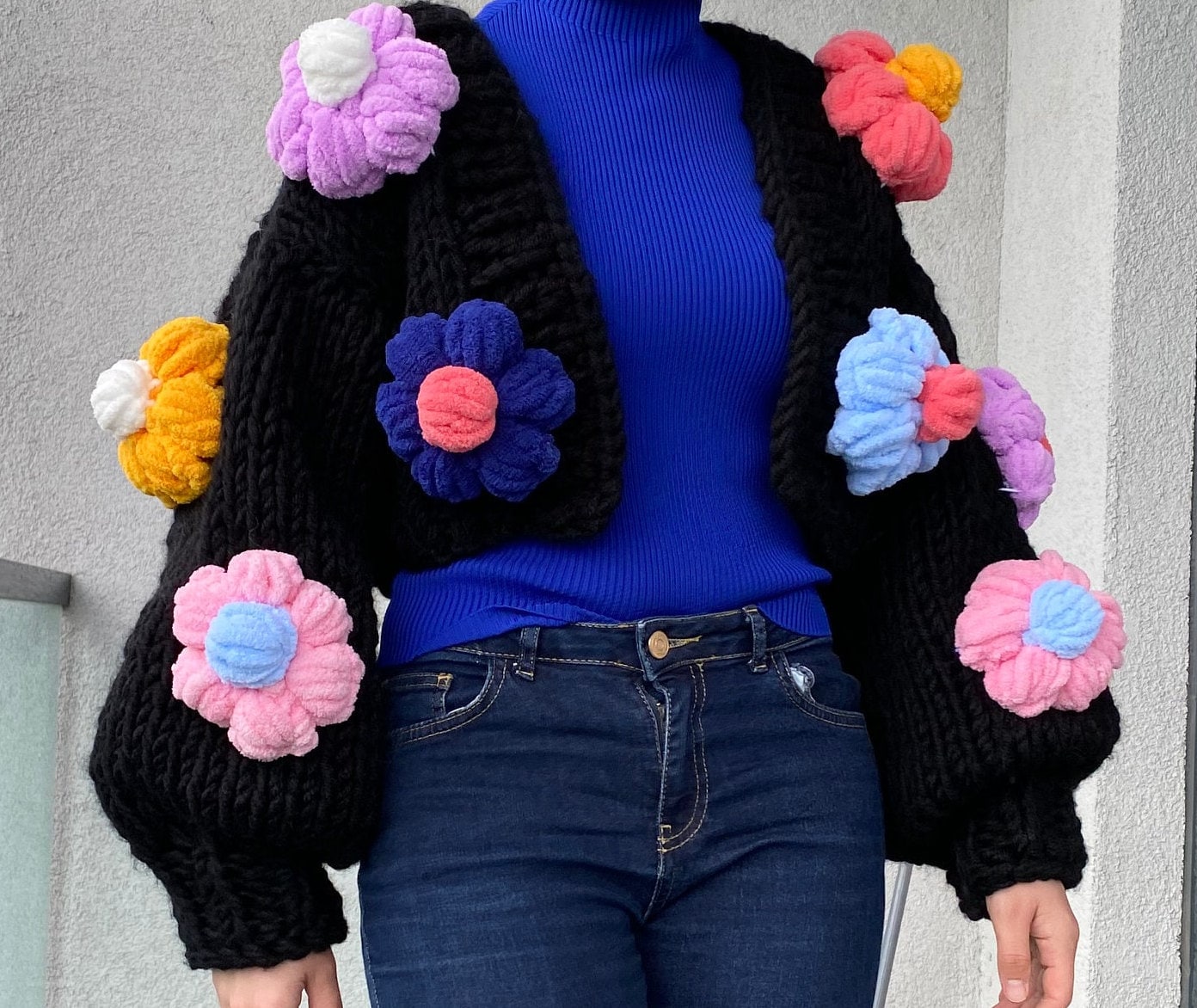 3D Flowers Crochet Cardigan Hippie Flower Power Festival - Etsy 販売の人気 FLOWER CROCHET KNIT カーディガン カーディガン/ボレロ