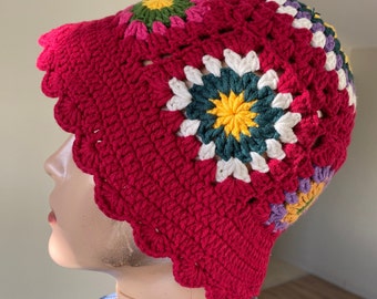 Crochet Bucket Hat, Hearth Hat, Festival Hat, Gift for Her, Crochet Hat, Knitted Hat, Hearth Crochet Bucket Hat, Vintage Hat, Hippi Hat,