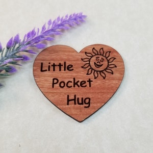 Little Pocket Hug Cherry Wood Sun Heart Token Virtual Hug Inspirational Letterbox Gift Hug Token Miss You Gift Send a Hug Thinking of you