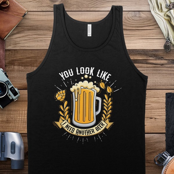 Funny Beer Lover Tank Top, I Need Another Beer Graphic Tee, Unisex Summer Clothing, Campsite, Adventure, Outdoor Fun, Humorous Gift