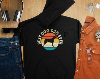 Hoodie „Bester Hundevater aller Zeiten“, Retro-Sonnenuntergang-Labrador-Grafik – perfektes Geschenk für Hundebesitzer, Geschenkidee zum Vatertag, Ideen zum Vatertag