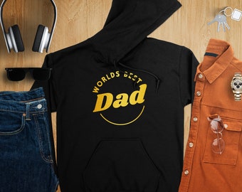 World's Best Dad Hoodie Gold Lettering, Perfect Gift for Father's Day, Cozy Dad Sweatshirt, Cool Father's Day Gift, Fathers Day, Dad's Gift