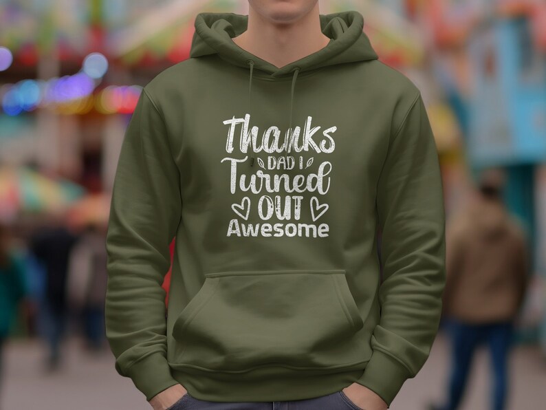 Vatertagsgeschenk-Hoodie Danke Papa, ich habe ein fantastisches Zitat herausgebracht, Weiß auf Schwarz, Geschenkidee zum Vatertag, Ideen zum Vatertag Military Green