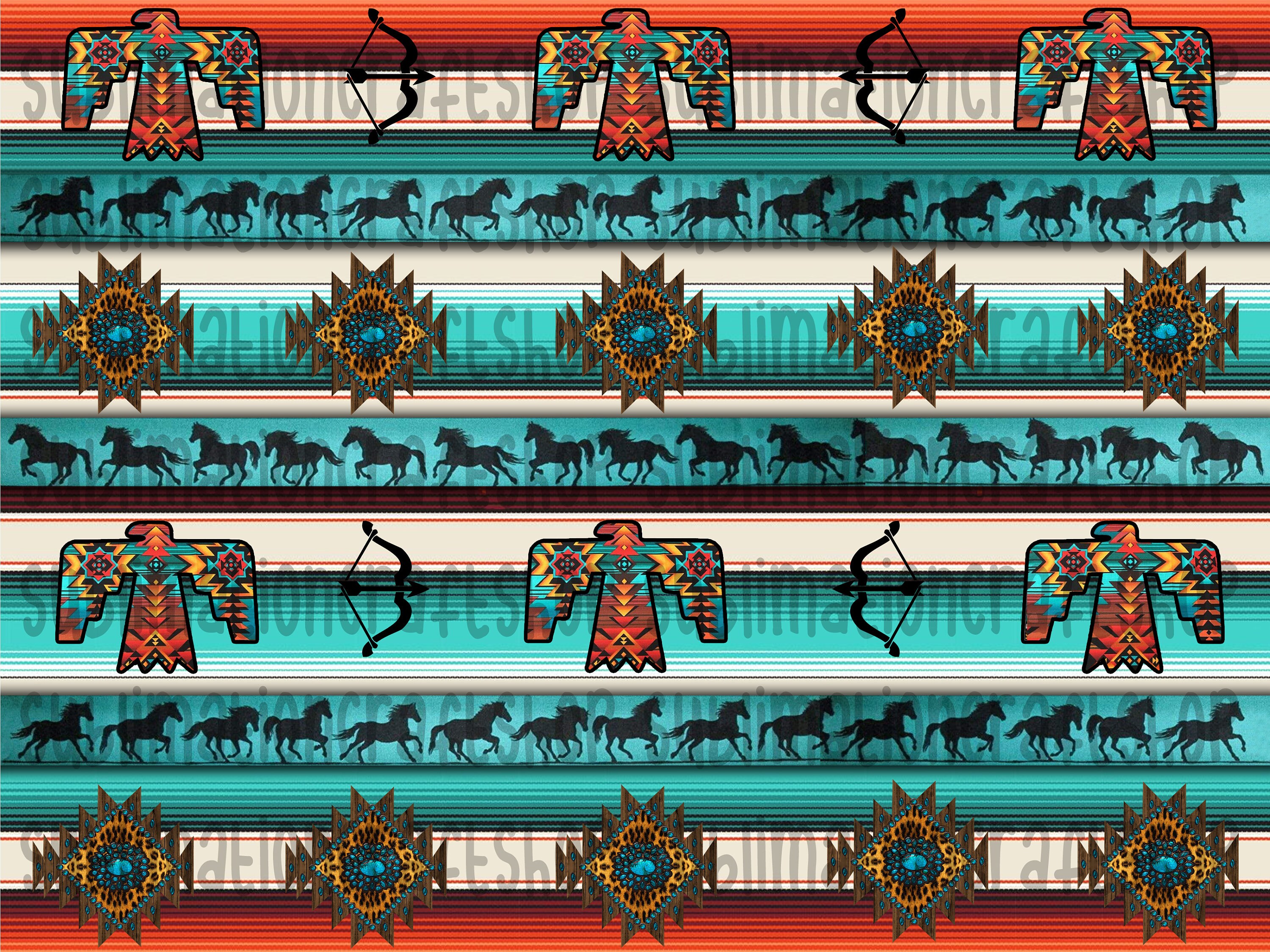 Aztec Pattern Western Design Thunder Bird Pattern Digital Etsy