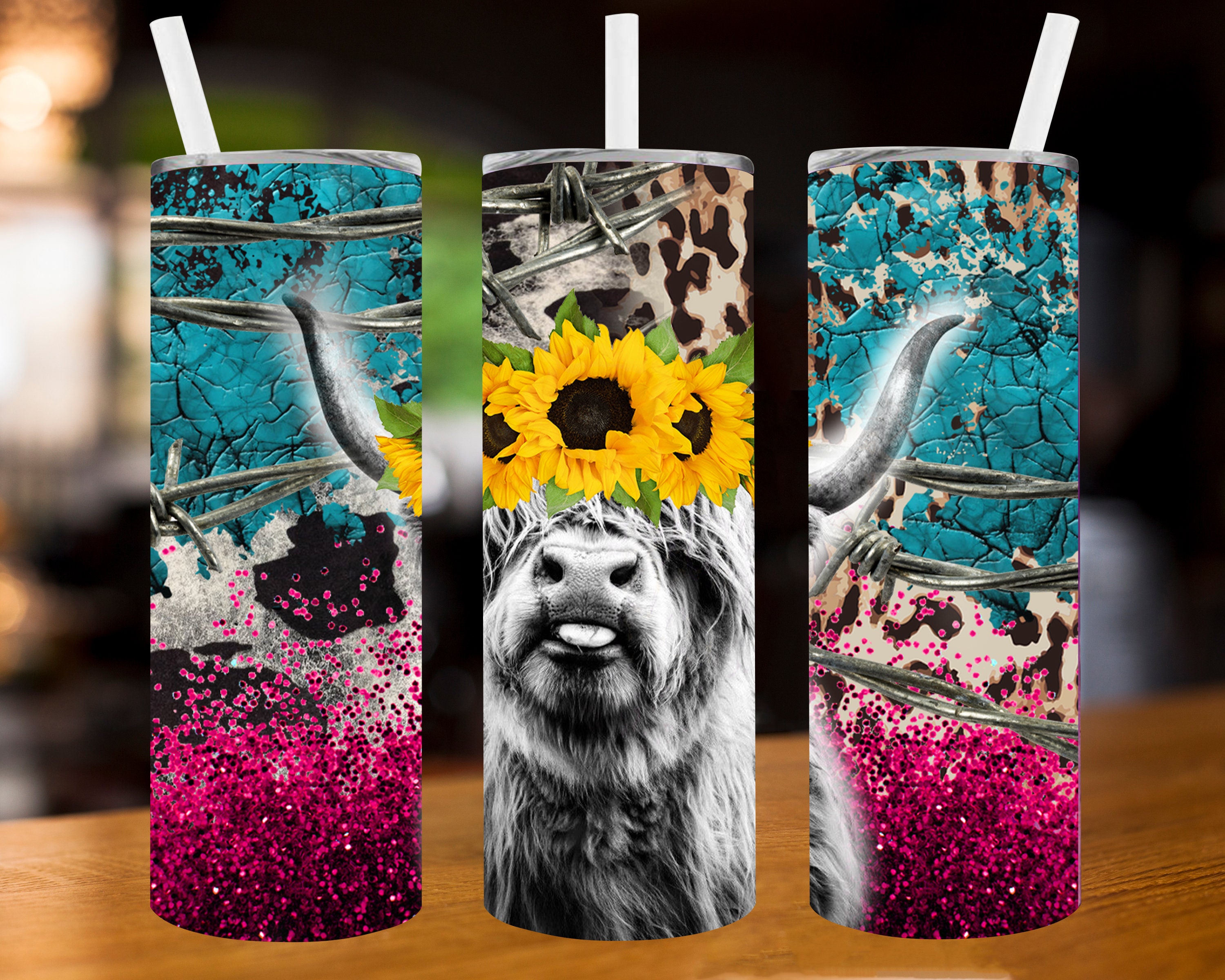 Highland Cow Tumbler Png 20oz Skinny Tumbler Sublimation Etsy