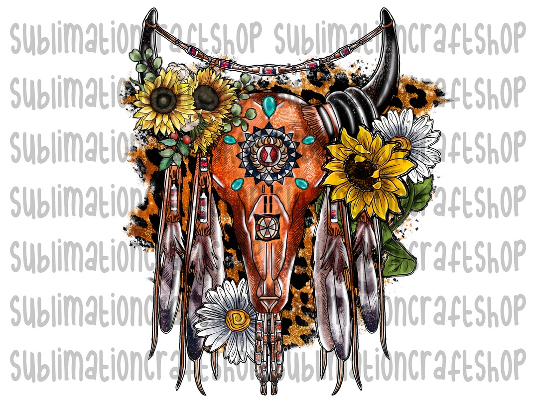 Cowskull Design PNG File Cowskull PNG Turquoise Feather - Etsy