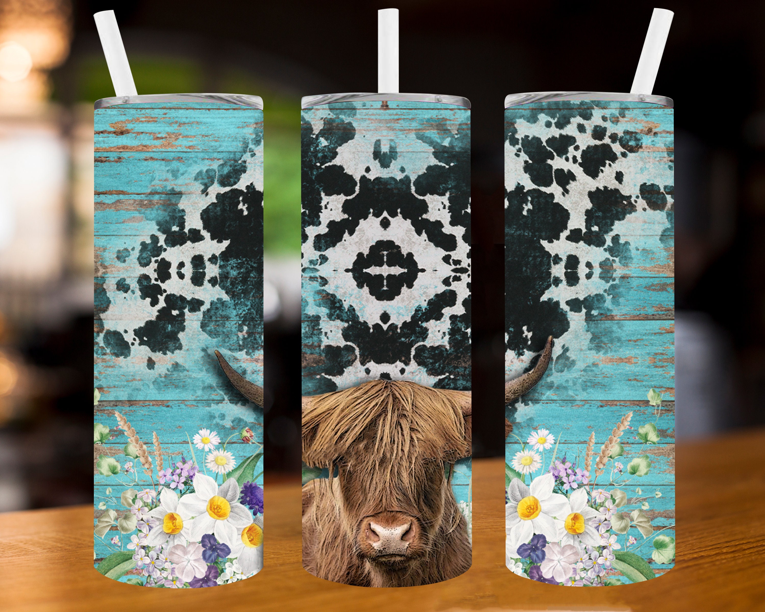 Highland Cow Tumbler Png 20oz Skinny Tumbler Sublimation Etsy