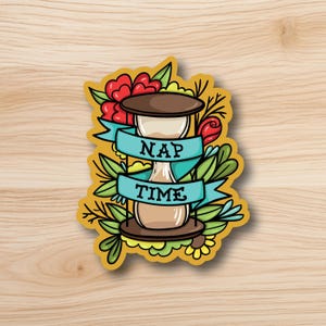 Nap Time Sand Timer Sticker: Weatherproof Vinyl Decal