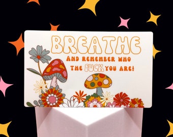 Breathe and Remember Sticker, Retro Floral, Mental Health Vinyl Sticker