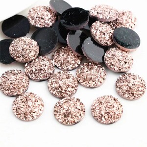 8mm Druzy Pink Glitter Round Cabochon DIY Jewelry Set of 10