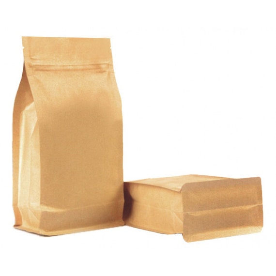 Rightpak Kraft Paper Stand up Pouch With Flat Bottom Side Gusset