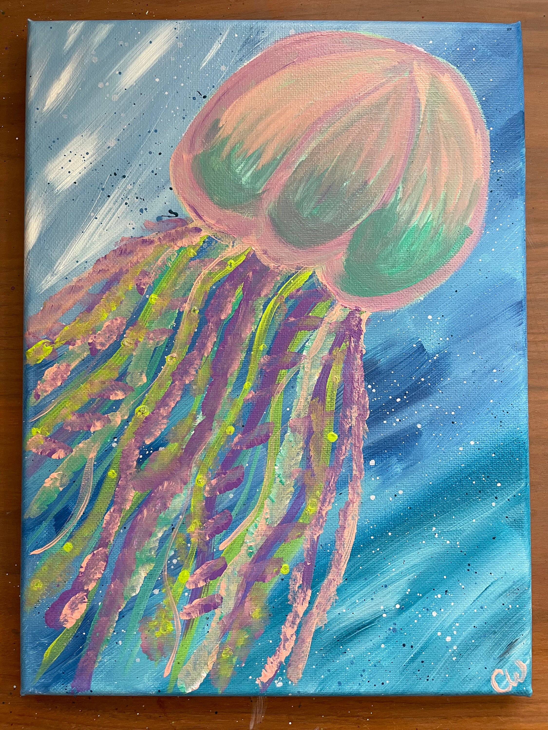 Pastel Jellyfish Acrylic Painting 9x12 Etsy
