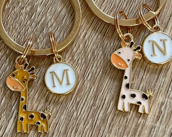 PERSONALISED GIRAFFE KEYRING/ initial keyring/ giraffe lover/ token gift/