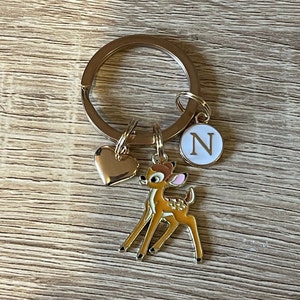 BAMBI CHARM KEYRING/ Cute Token gift/ Personalised with initial/ Deer