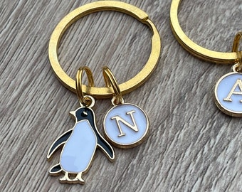 PERSONALISED PENGUIN KEYRING/ Initial Keychain / Penguin Gift / Token Christmas Gift / Stocking Filler / Penguin Lover
