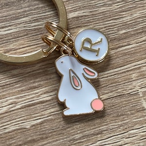 PERSONALISED BUNNY KEYRING/ Rabbit Keychain/ token gift/ Easter gift/ White Rabbit/ Cute Bunny gift