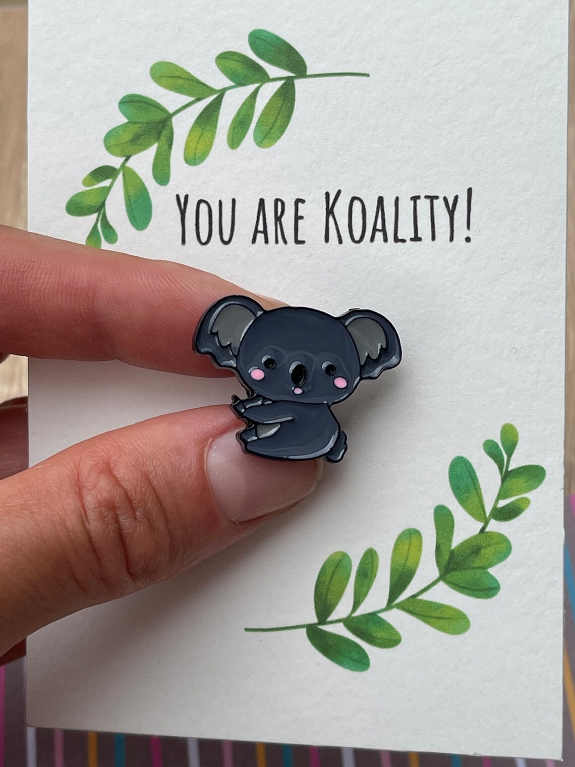 KOALA POCKET HUG / Koala Pin Badge/ Personalised/ Hug token/ Etsy