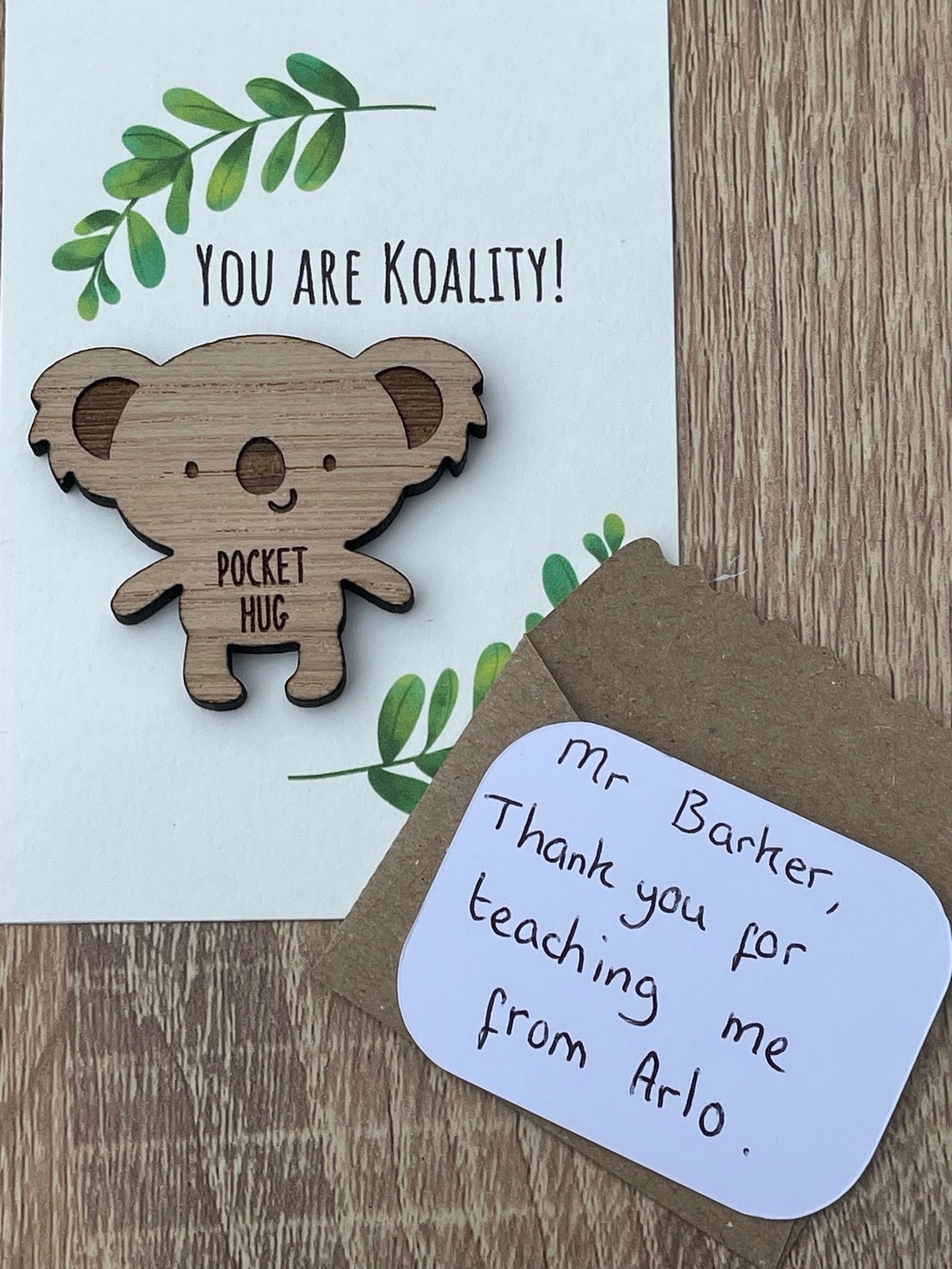 KOALA POCKET HUG / Koala Pin Badge/ Personalised/ Hug token/ Etsy