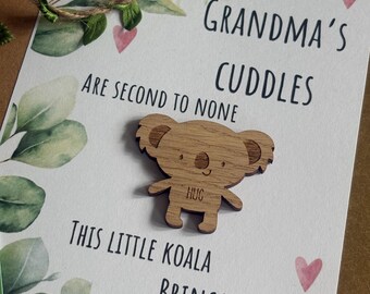 Wooden Koala Pocket Hug for Grandma | Personalised Keepsake Gift