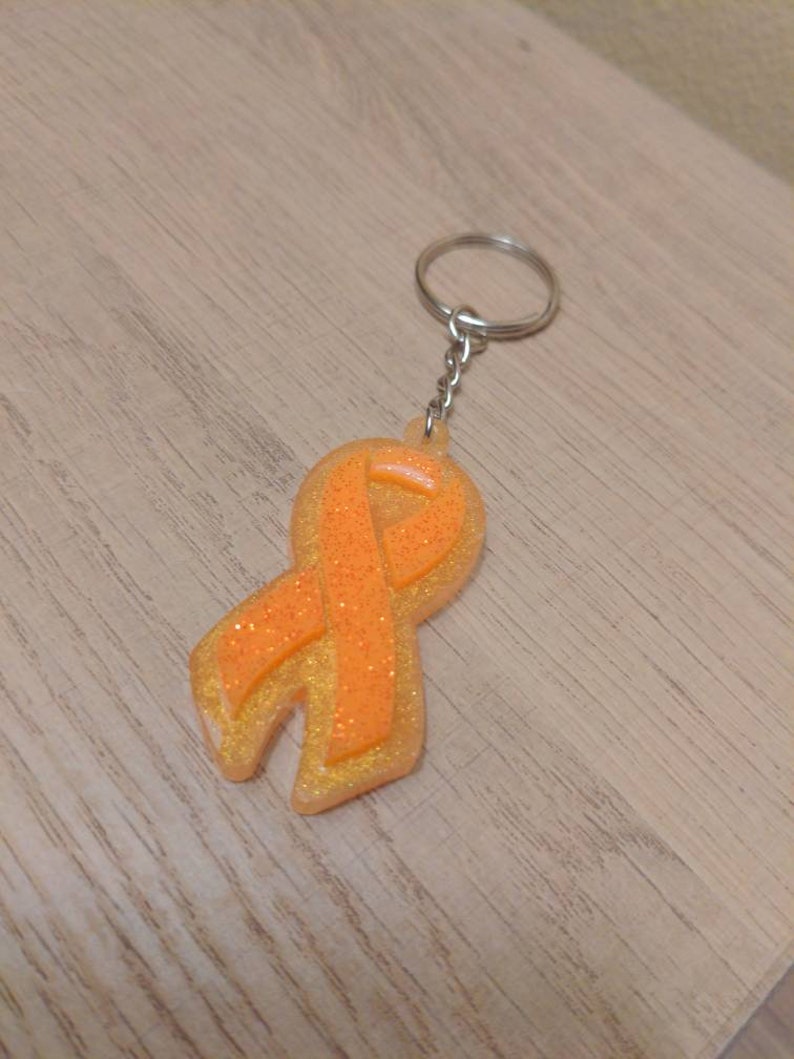 Childhood Leukemia Awareness keychain with little glitter