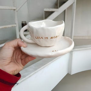 Coffee Cup and Saucer, Personalized Coffee Mug, Glazing Handmade Ceramic, Customized Gifts for Your Loved Ones