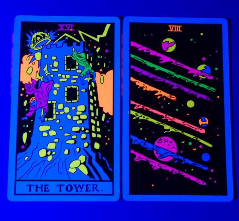 Black Light Tarot includes 5 bonus cards Etsy