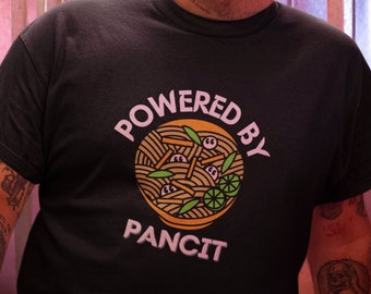 Funny Filipino Shirt | Powered By Pancit | Soft Premium Unisex Tee | Tagalog T-shirt | Gift for Pinoy Pinay