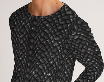 Black Onyx Dragon Scale Long Sleeve, Dragon Scale Armor Shirt, Dragon Scale Pattern T Shirt, Dragon Skin, Dragon Scalemail, Dragon Lover