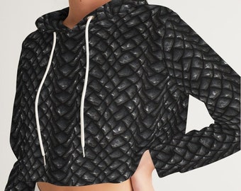 Black Onyx Dragon Scale Cropped Hoodie, Dragon Scale Armor Hoodie, Dragon Scale Pattern, Dragon Skin, Dragon Scalemail, Dragon Lover