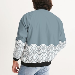 Seigaiha Japanese Wave Pattern, Wave Pattern Bomber Jacket, Seigaiha Pattern Bomber, Fish Scale Jacket, Japanese Fan Pattern