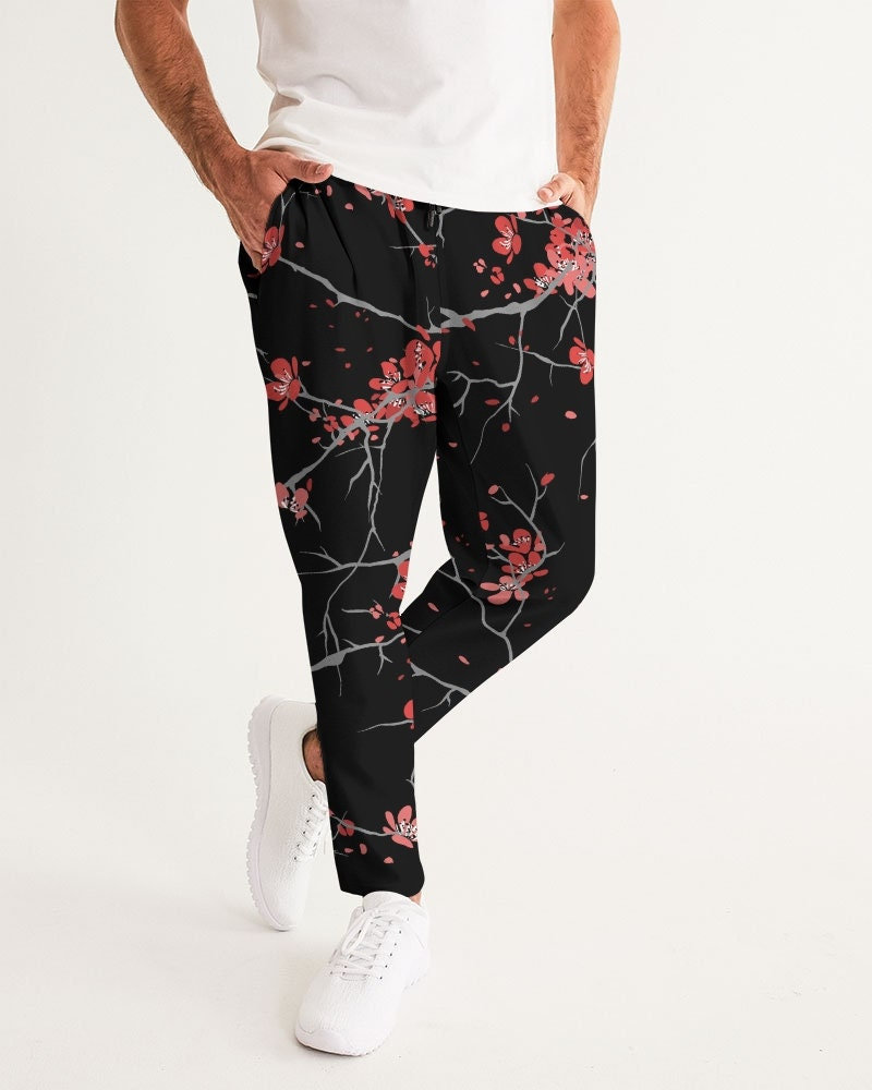 Black floral joggers best sale