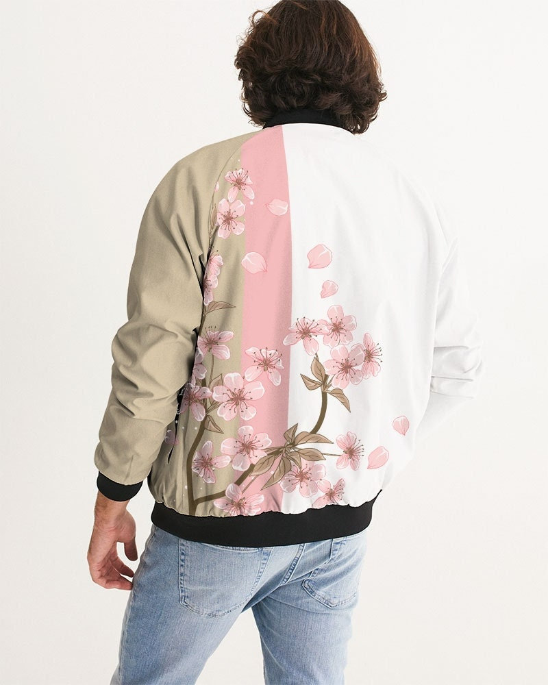 Cherry Blossom Bomber Jacket, Sakura Print, Japanese Floral Design