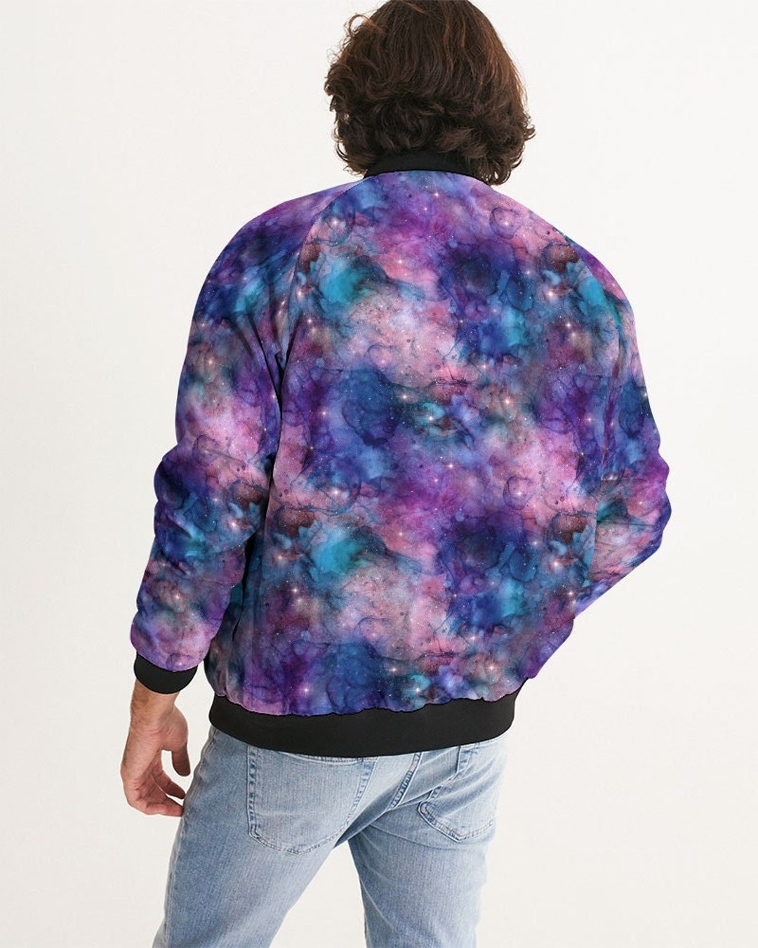 Galaxy Tie Dye Bomber Jacket Reflective Galaxy Print Jacket Etsy