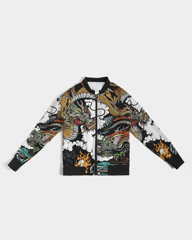 Legendary Dragon Battle Bomber Jacket, Japanese Dragon Bomber, Sukajan Style, Dragon Lover Gift, Japanese Streetwear image 7