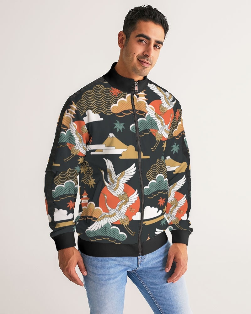 Japanese Sunrise Crane Stripe-sleeve Track Jacket Japanese Sun Jacket ...
