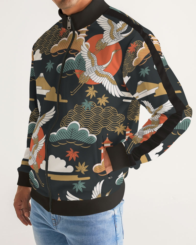Japanese Sunrise Crane Stripe-sleeve Track Jacket Japanese Sun Jacket ...
