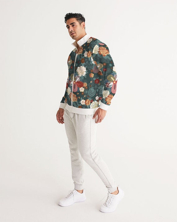Japanese Floral Track Jacket Spring Flower Kimono Pattern Blue Floral Print Jacket Streetwear Traditional Japanese Design Urban Style Etsy Ireland