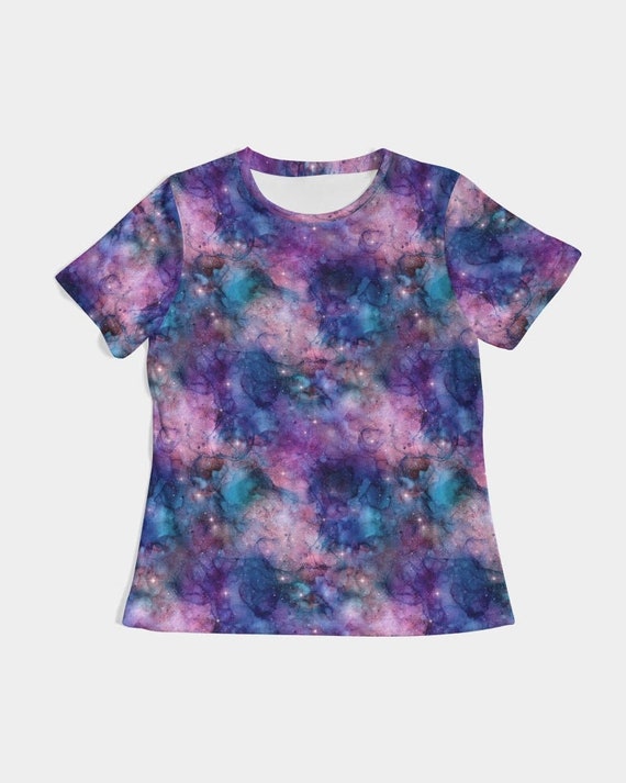 Galaxy Tie Dye Tee Reflective Galaxy Print T Shirt Galaxy Swirl Pattern Shirt Purple Galaxy Print Shirt Space Print Shirt Space Tee
