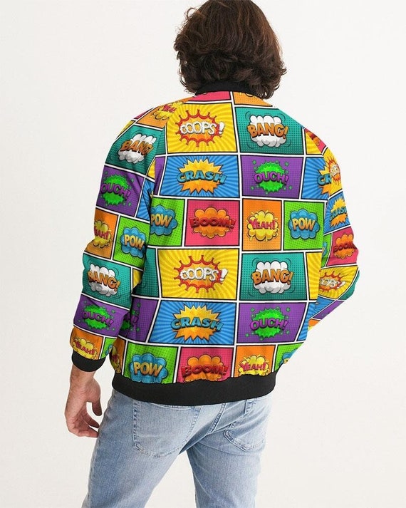 Pop Art Comic Book Panel Expression Bomber Jacket Comic Book Print Jacket Comic Strip Comic Book Panel Cartoon Action Bubble Etsy