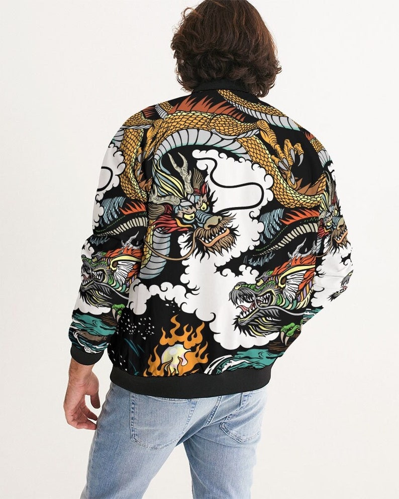 Legendary Dragon Battle Bomber Jacket, Japanese Dragon Bomber, Sukajan Style, Dragon Lover Gift, Japanese Streetwear image 1