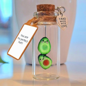 Avocado Miniature - Message in a Bottle | Personal Cute Handmade Valentine&#39;s Day Gift | For Her, Punny Wish, Original, Love Present