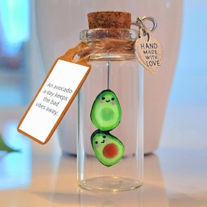 Clay Avocado - Funny Message in a jar | Personal Cute Kawaii Gift | For Her, Punny Wish, Original, Love Present