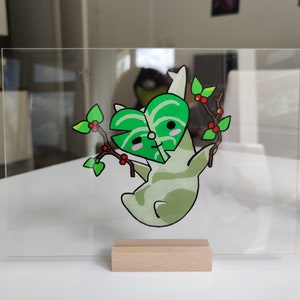 Tableau transparent sur verre Korok | La légende de Zelda | Fait main | Cadeau original pour lui | Amateurs de jeux vidéo | Feuille acrylique | Esprit de la forêt