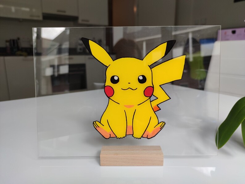 Pikachu Glass Transparent Painting | Handmade | Pokemon | Anime ...