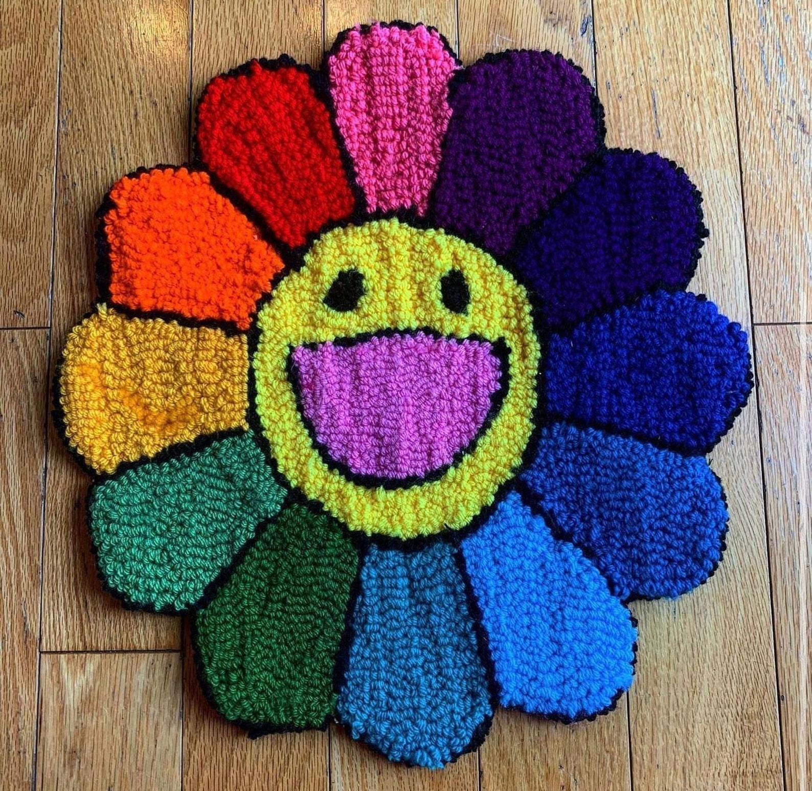 Murakami rainbow flower rug Etsy